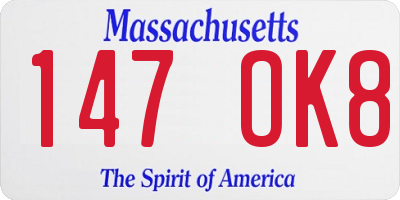 MA license plate 147OK8