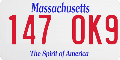 MA license plate 147OK9
