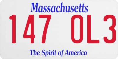 MA license plate 147OL3