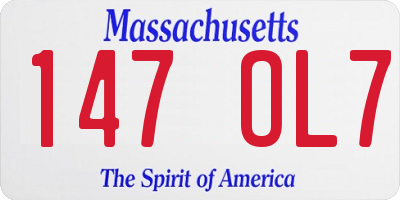 MA license plate 147OL7