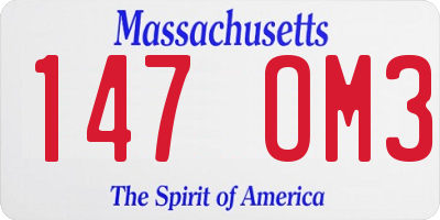 MA license plate 147OM3