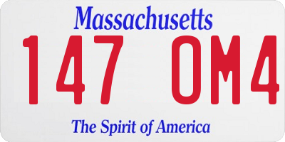 MA license plate 147OM4
