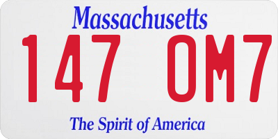 MA license plate 147OM7