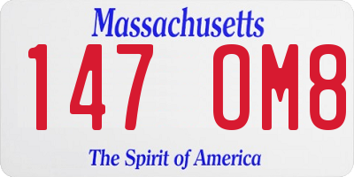 MA license plate 147OM8