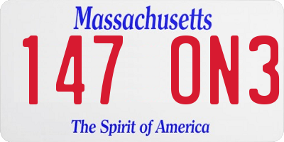 MA license plate 147ON3