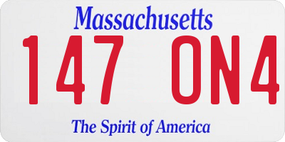 MA license plate 147ON4