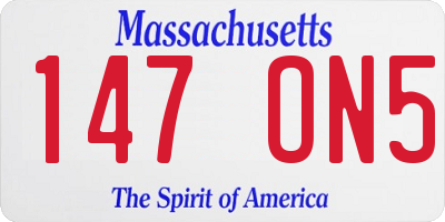 MA license plate 147ON5