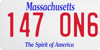 MA license plate 147ON6
