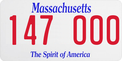 MA license plate 147OO0