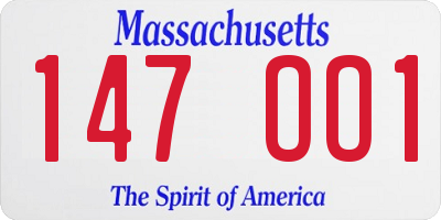 MA license plate 147OO1
