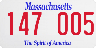 MA license plate 147OO5