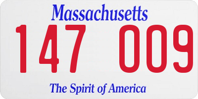 MA license plate 147OO9
