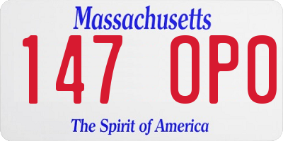 MA license plate 147OP0