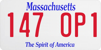 MA license plate 147OP1