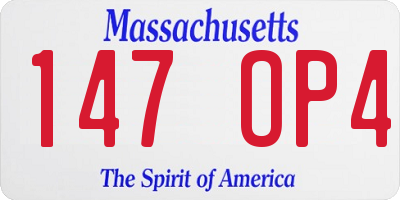 MA license plate 147OP4