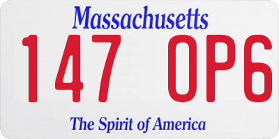 MA license plate 147OP6