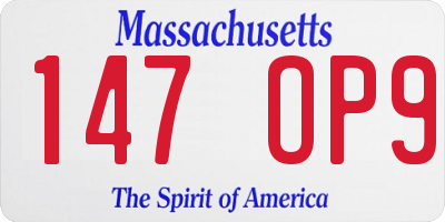 MA license plate 147OP9