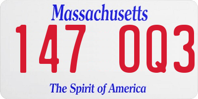 MA license plate 147OQ3