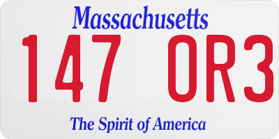 MA license plate 147OR3