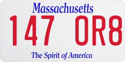MA license plate 147OR8