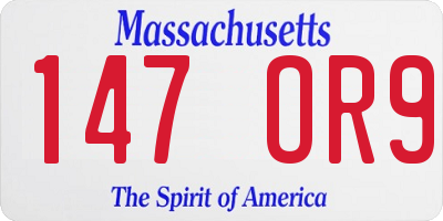MA license plate 147OR9