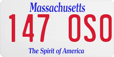 MA license plate 147OS0