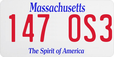 MA license plate 147OS3