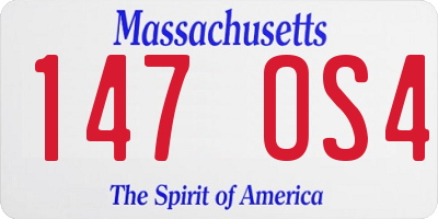 MA license plate 147OS4