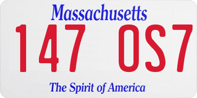 MA license plate 147OS7