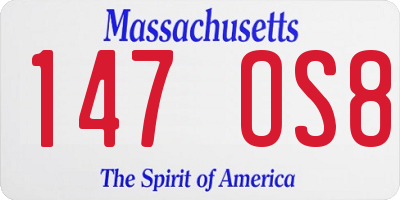 MA license plate 147OS8