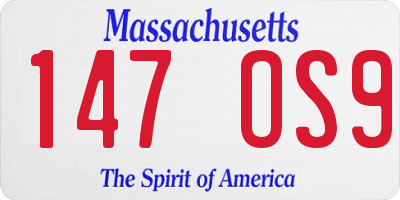 MA license plate 147OS9
