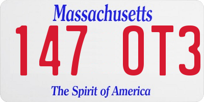 MA license plate 147OT3