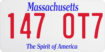 MA license plate 147OT7