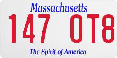MA license plate 147OT8