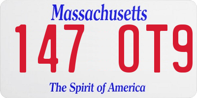 MA license plate 147OT9