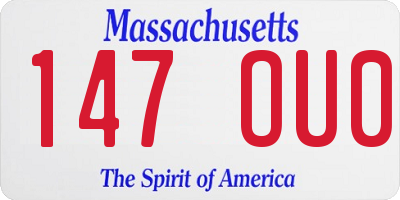 MA license plate 147OU0