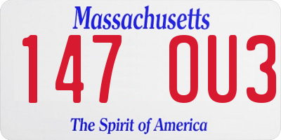 MA license plate 147OU3