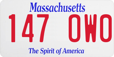 MA license plate 147OW0