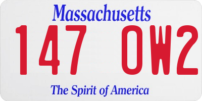 MA license plate 147OW2