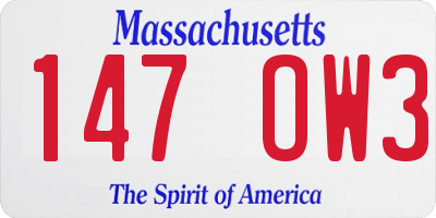 MA license plate 147OW3