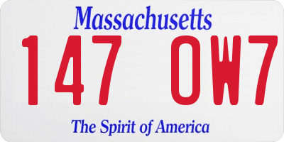 MA license plate 147OW7