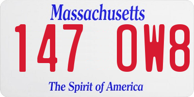 MA license plate 147OW8