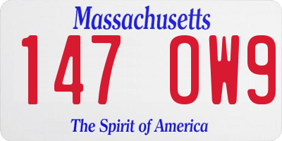 MA license plate 147OW9