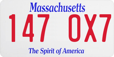 MA license plate 147OX7
