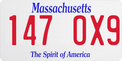 MA license plate 147OX9