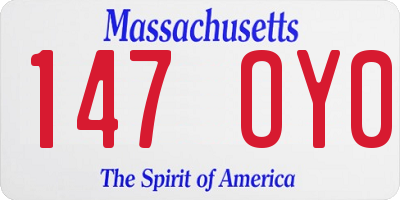 MA license plate 147OY0