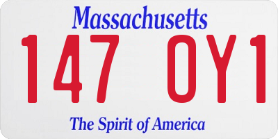 MA license plate 147OY1