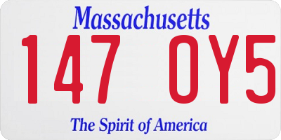 MA license plate 147OY5
