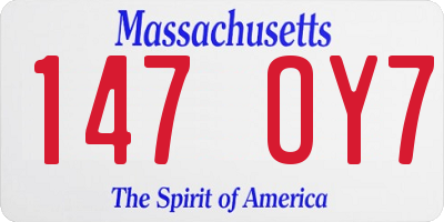 MA license plate 147OY7