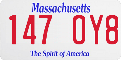 MA license plate 147OY8